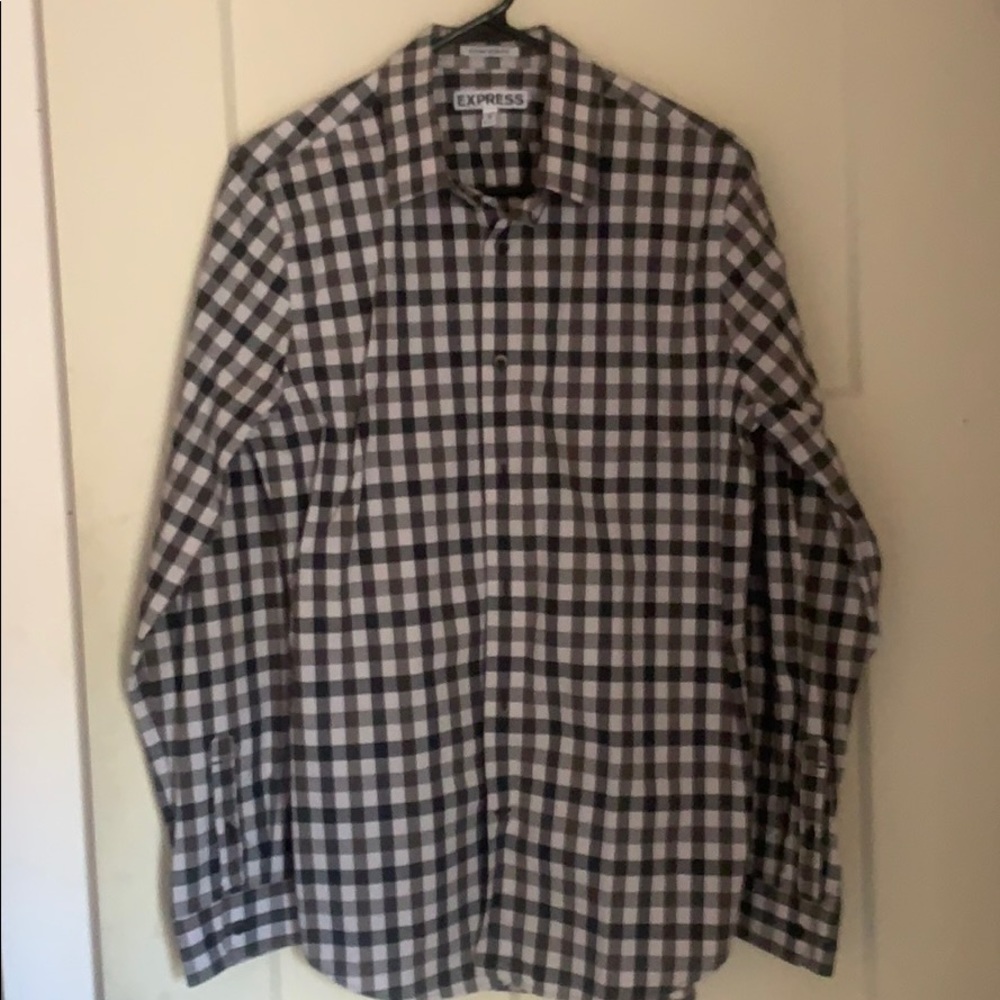 Extra Slim Black and White Checker Express shirt.